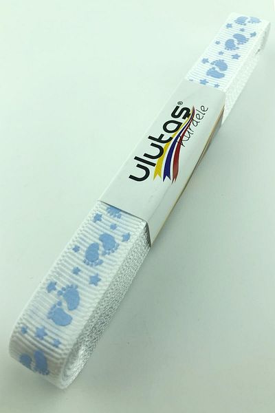 Ulutaş Λευκό Μπλε Βρεφικό Πόδι Φιγούρα Τυπωμένη Κορδέλα Grosgrain 1 cm 1 M – Κορδέλα – Κορδέλα