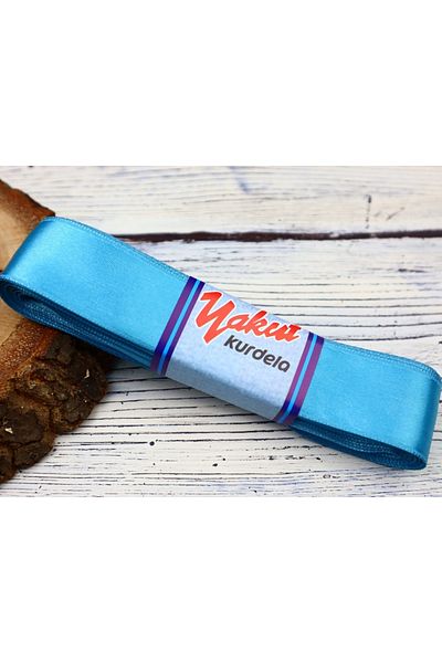 YAKUT 3 cm Σατέν Κορδέλα Τυρκουάζ 1 Μπάλα 5 mt