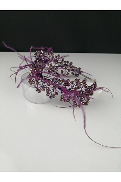 Bontex Γυναικεία Μωβ Κρυστάλλινη Χάντρες Φτερωτή Κορώνα Χένας Ktt-1037 – Κορώ...