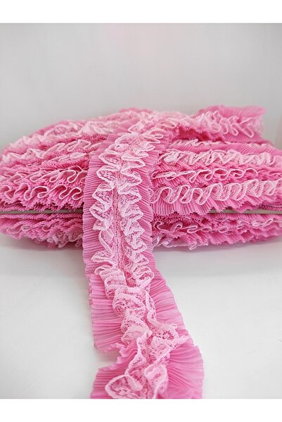 Bontex Pembe Dantelli Incili Fırfır Kenar Süsü 1 Metre – Dekoratif Şerit