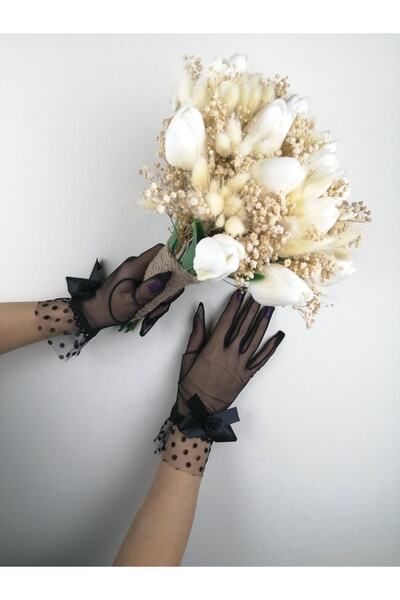 Bontex Set de buchet de mireasă cu flori umede de lalele și mănuși cu fundițe...