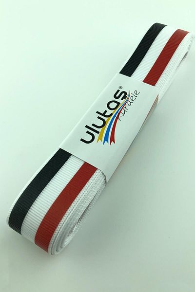 Ulutaş Κορδέλα Grosgrain με στάμπα μαύρη κόκκινη γραμμή 1 μέτρο 2,5 εκ. – Κορδέλα – Κορδέλα