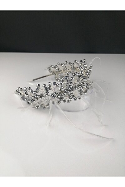 Bontex Coroană de henna cu pene cu margele de cristal argintiu pentru femei K...