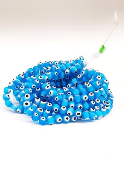 Bontex Mărgele de sticlă albastră cu semnul de la ochi rău, 1 șirag – Mărgele