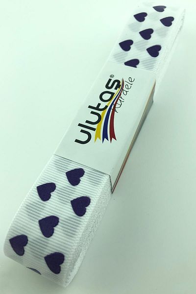 Ulutaş Panglică pentru împachetare cadou Violet închis Inimă imprimată Panglică grosgrain 1 metru lățime 2,5 cm – Panglică – Kurd