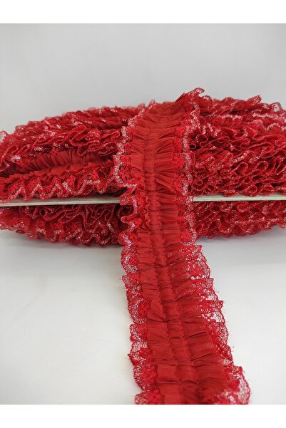 Bontex Κόκκινο Ασημί Glitter Ruched Ruffle Edge Ornament 1mt – Διακοσμητική κ...