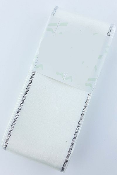 Bontex Κρεμ Ασημί Glitter Σατέν Κορδέλα 1 Μέτρο Πλάτος 6 εκ