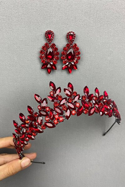 Bontex Set Coroană și Cercei cu Henna Roșie Leyor – Accesoriu de Mireasă