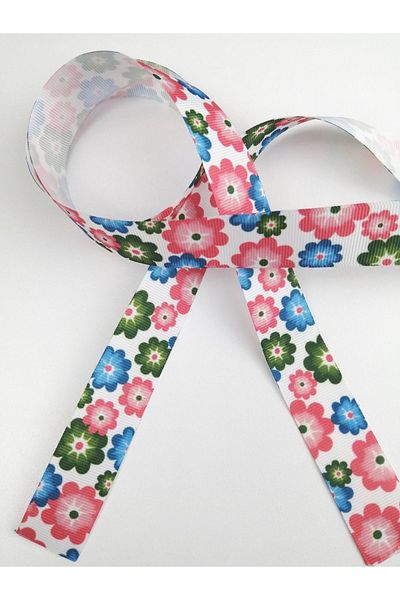 Bontex Υλικό Συσκευασίας Floral Pattern Grosgrain Κορδέλα 1 μέτρο πλάτος 2,5 cm – Κορδέλα – Κορδέλα