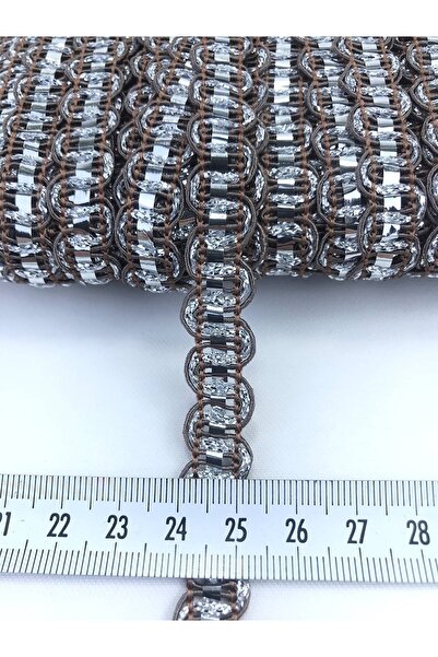 Bontex Pachet de 5 metri Ornament de bordură maro argintiu Detaliat Zigzag Wa...