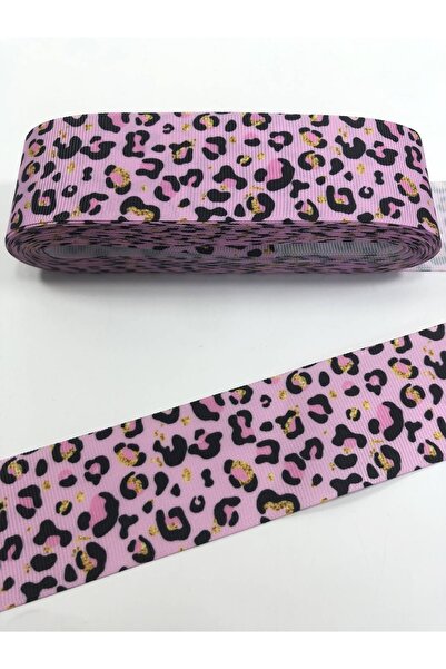 Bontex Saç Tokası Pembe Leopar Desenli Grogren Kurdele 1 Metre En 4 Cm – Kurd...
