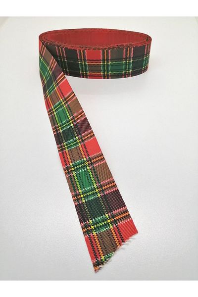 Bontex Зелено-червено карирана панделка Grosgrain 4 см 2 метра – Коледна украса – Коледна украса