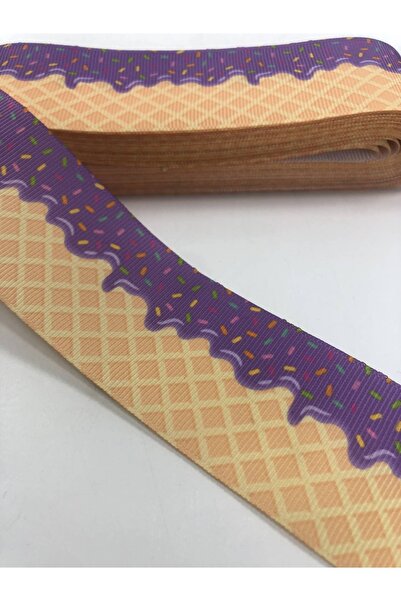 GELD Ambalaj cadou Galben închis Mov Panglică Grosgrain cu model de bomboane 1 metru lățime 4 cm – Panglică – Panglică