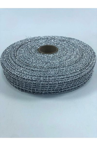Bontex Ασημί Glitter Μεταξωτή Κορδέλα 1 Μέτρο