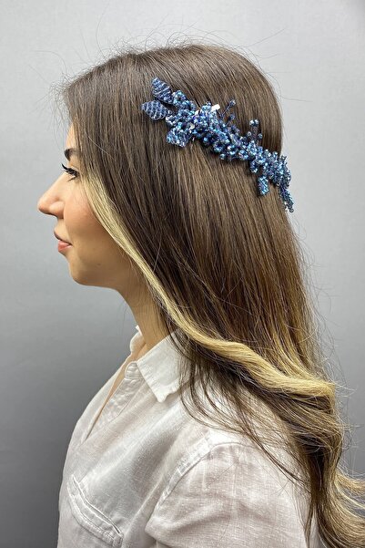 Bontex Νυφικό Στέμμα Γάμου Indigo Blue Sıla Model Αξεσουάρ Μαλλιών Νύφης με Χ...