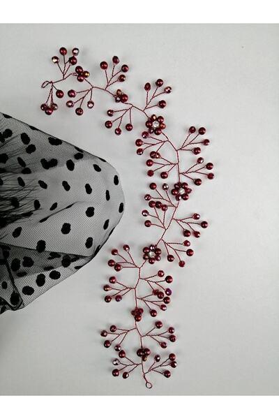 Bontex Σκούρο κόκκινο Με χάντρες Αξεσουάρ Μαλλιών και Τουρμπάνι – Κορώνα