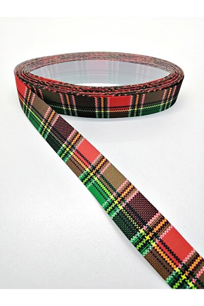 Bontex Panglică Grosgrain în carouri cu dungi roșii verzi 2,5 cm 2 metri – Pa...