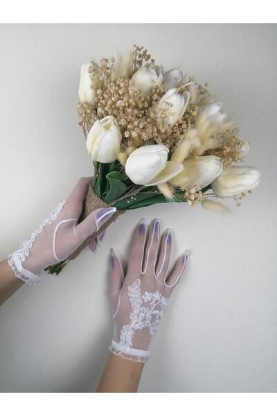 Bontex باقة زفاف مع رقائق التوليب المبللة والقفازات البيضاء - ديكور الزهور ال...