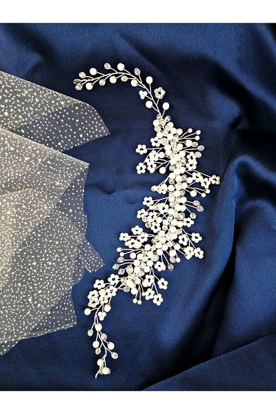 Bontex Accesoriu pentru păr și turban model crocodil argintiu – Coroană – Coroană