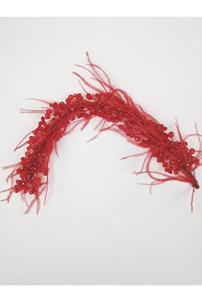 Bontex Accesoriu pentru păr și turban cu pene roșii și cristale – Alte acceso...