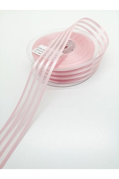 Bontex Hobby Products Ροζ Σατέν Ριγέ Κορδέλα Σιφόν 3 μέτρα Πλάτος 2,5 εκ. – Κορδέλα – Κορδέλα