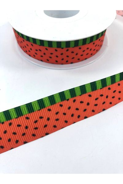 GELD Hair Band Red Green Watermelon Patterned Grosgrain Ribbon 1 Meter Width 2.5 cm – Ribbon – Ribbon
