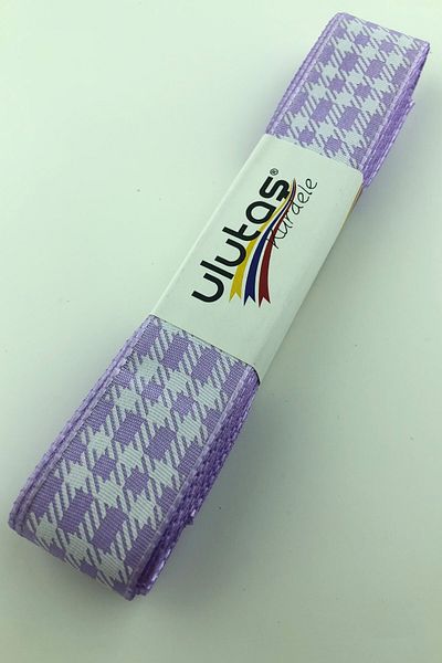 Ulutaş Διακοσμητικά Υλικά Λιλά Φύλλο Τυπωμένη Ταφτά Κορδέλα Πλάτος 2,5 cm 1 Μέτρο – Κορδέλα – Κορδέλα