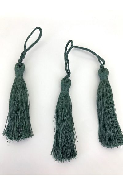 GELD Handcrafted Walnut Green Tassel 7 cm 5 Pieces – Decorative Ribbon – Decorative Ribbon