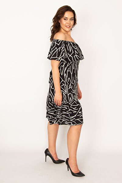 Şans Dámské velké černé šaty s límcem z viskózové látky Madonna 65n33529