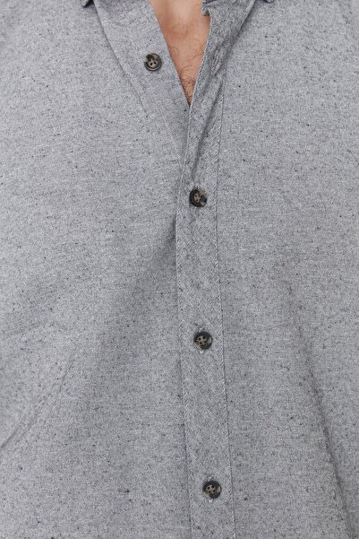 Trendyol Collection Zimní šedá košile Slim Fit - límeček TMNAW20GO0094
