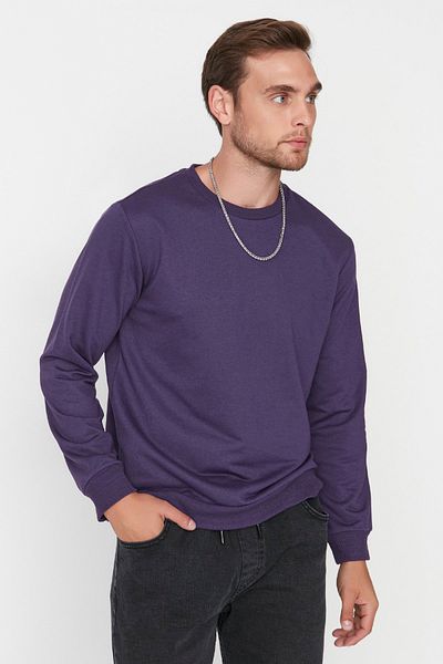 Trendyol Collection Μωβ κανονική/κανονική κοπή μακρυμάνικη φούτερ χωρίς ράχη TMNAW20SW0164