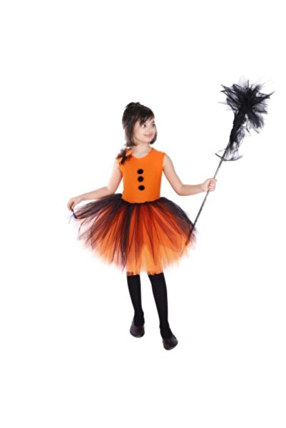 Mashotrend Στολή μάγισσας με μαύρη πορτοκαλί σκούπα - Halloween Feast - Hallo...