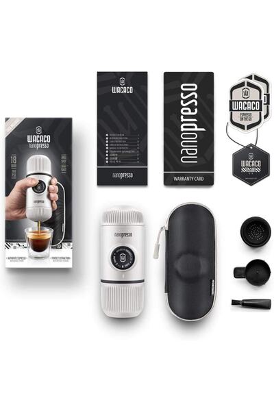 Wacaco Nanopresso Manuel Espresso Kahve Makinesi Beyaz & Pedrini Süt Köpürtücü 0,5 Lt