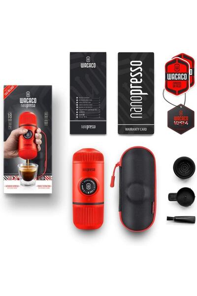 Wacaco Nanopresso Manuel Espresso Makinesi, Lav Kırmızısı & Pedrini Süt Köpürtücü 0,5 Lt