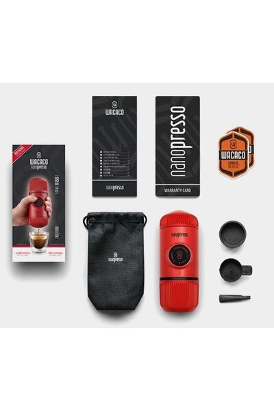 Wacaco Nanopresso Manuel Espresso Makinesi Kırmızı & Pedrini Süt Köpürtücü 0,5 Lt