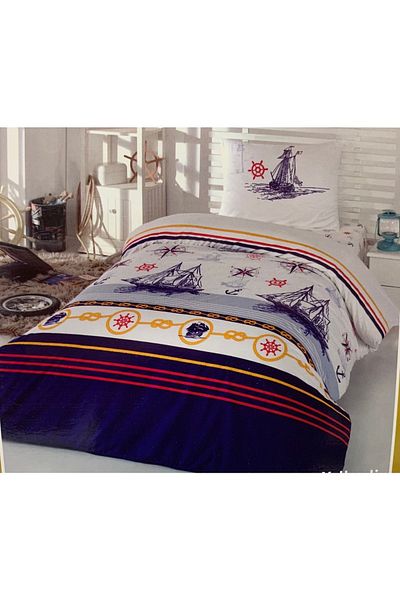 Kristal Taç 100% Cotton Single Duvet Cover Set - Sailing