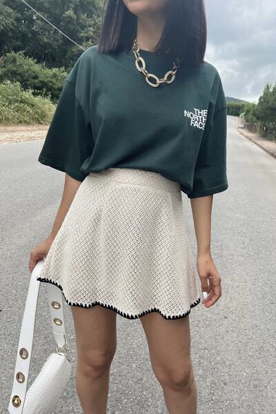Seda Yalçın Atelier Natural Knitted Stitching Skirt