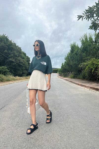 Seda Yalçın Atelier Natural Knitted Stitching Skirt