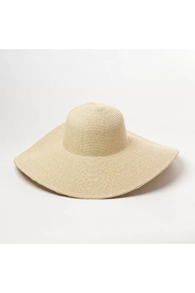 Kardelen Butik Denizli Disket Şapka, Büyük Kenarlı Lüx Hasır Plaj Şapkası (içinde Ayarlama Ipi Mevcuttur)