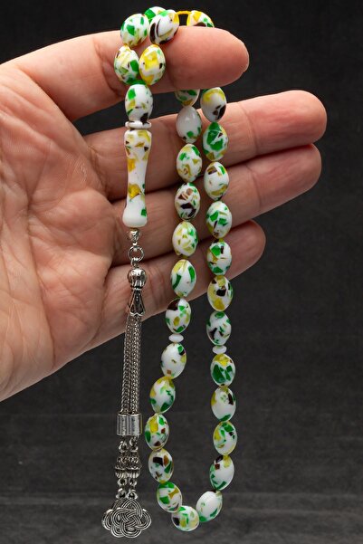 OTTOTESBİH Cadou pentru bărbați Mărgele de rugăciune de chihlimbar cu pulbere de mozaic tăiat cu orz