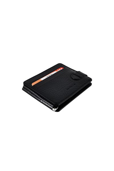 Eminsa Men's Black Genuine Leather Double Sided Wallet