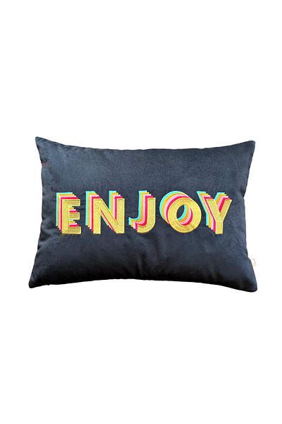 ge living Enjoy Patterned Rainbow Series Dark Blue Velvet Decorative Throw Pillow Cover (35 X 50)