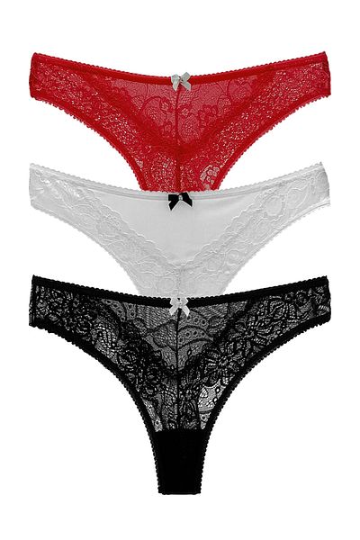 HNX 3-Piece Lace Thong Women's Panties