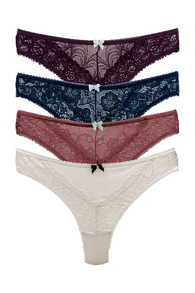 HNX 4-Piece Lace Thong Women's Panties