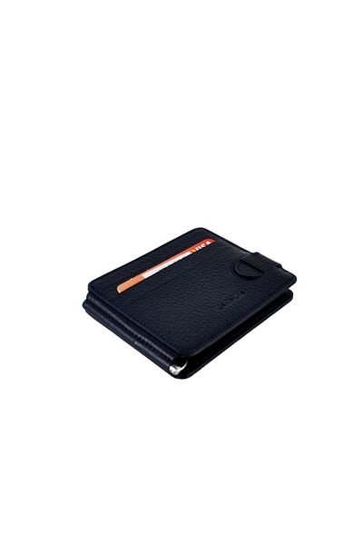 Eminsa Men's Navy Blue Genuine Leather Double Sided Wallet