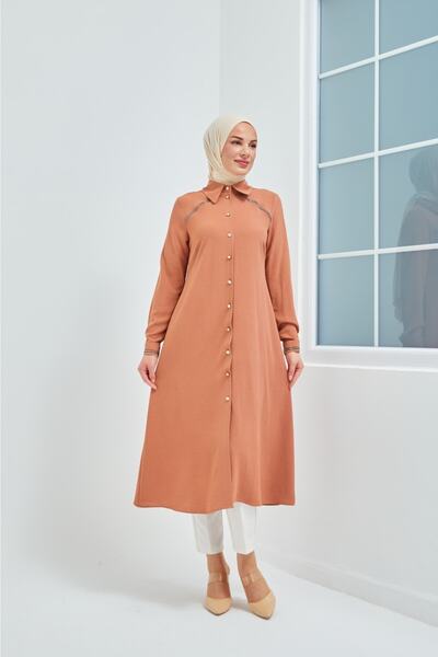 Wazze Kolu Ve Önü Taş Detaylı Tunik