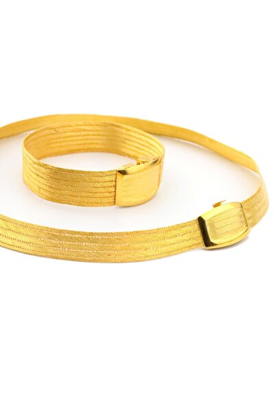 PİGADO Gümüş Üstü Altın Kaplama Trabzon El Örme Hasır Kolye Bileklik Set