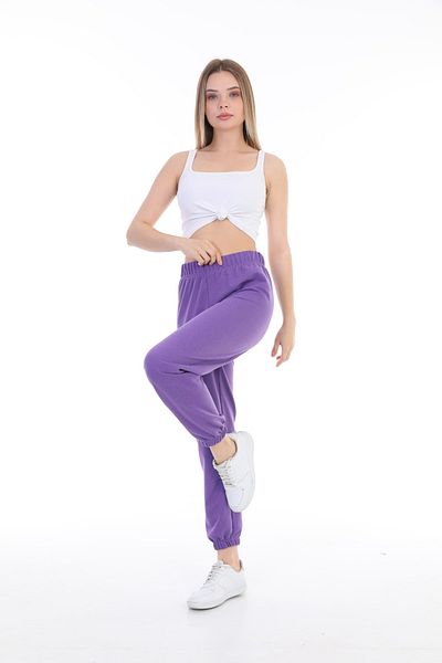 Arvin Pijama Pantaloni de trening mov cu două fire pentru femei, cu picioare elastice