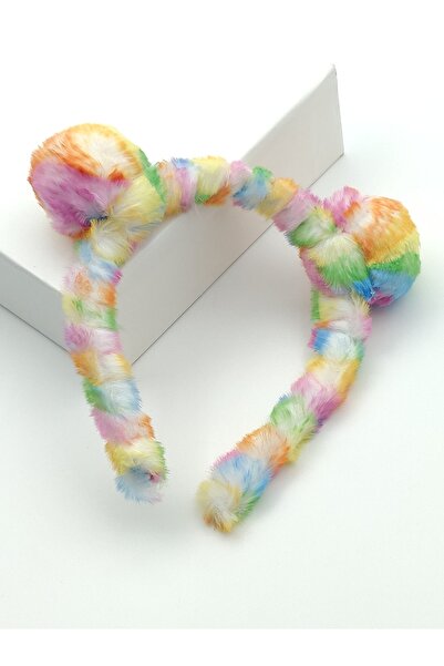 PAKER GİYİM Coroană de pluș cu pompon colorat curcubeu pentru copii