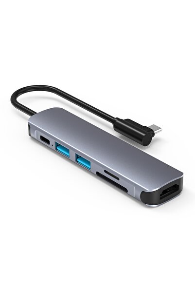 FLAGEN Type-C To 2*Usb 3.0 Sd Tf Kart Girişli 6 in 1 PD Şarj Destekli Çeviric...